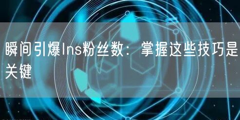 瞬间引爆Ins粉丝数：掌握这些技巧是关键