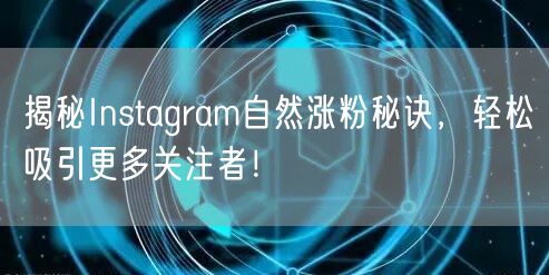 揭秘Instagram自然涨粉秘诀，轻松吸引更多关注者！