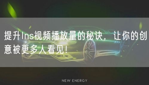提升Ins视频播放量的秘诀，让你的创意被更多人看见！