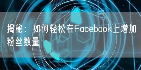 揭秘：如何轻松在Facebook上增加粉丝数量