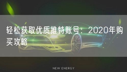 轻松获取优质推特账号：2020年购买攻略