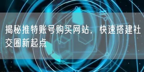 揭秘推特账号购买网站，快速搭建社交圈新起点