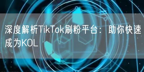 深度解析TikTok刷粉平台：助你快速成为KOL