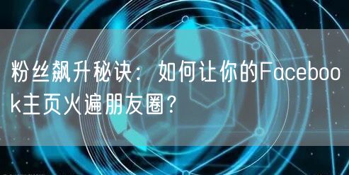 粉丝飙升秘诀：如何让你的Facebook主页火遍朋友圈？