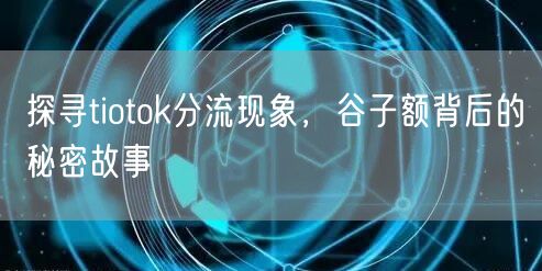 探寻tiotok分流现象，谷子额背后的秘密故事