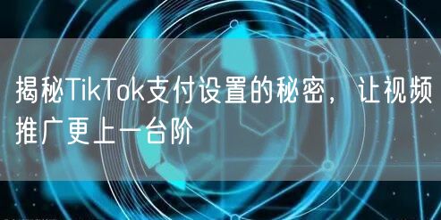 揭秘TikTok支付设置的秘密，让视频推广更上一台阶