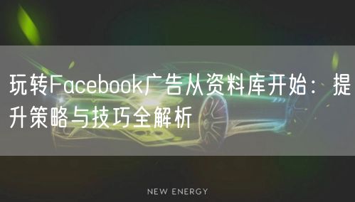 玩转Facebook广告从资料库开始：提升策略与技巧全解析